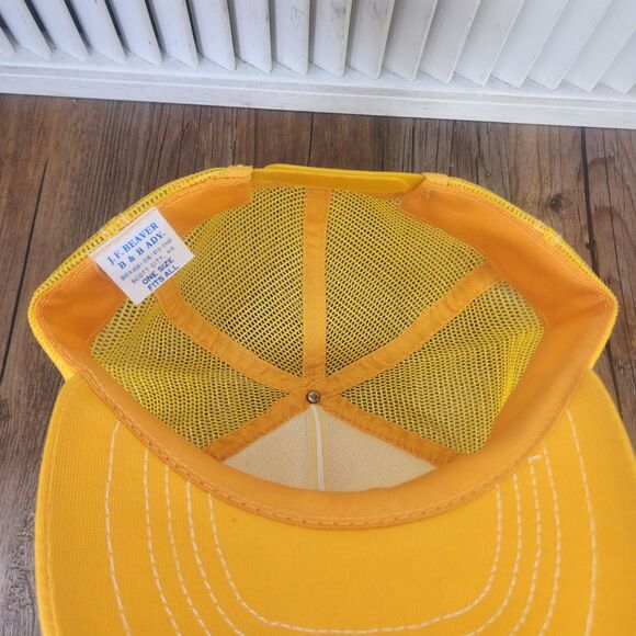 VTG Pioneer Eclipse J.F. Beaver Snapback Trucker Hat Cap Yellow White Foam USA - Picture 9 of 10